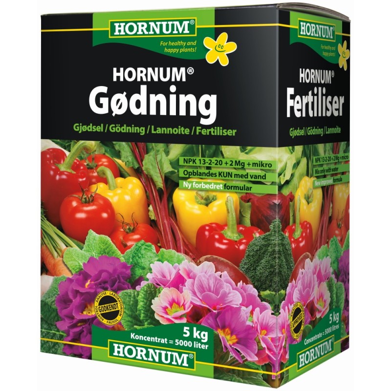 Hornum Gødning 5 Kg NPK 13-2-20 +2 Mg + Mikronæring