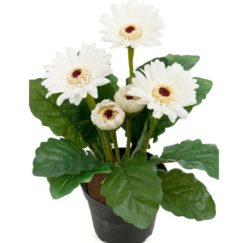 Gerbera - Hvid - Kunstig potteplante