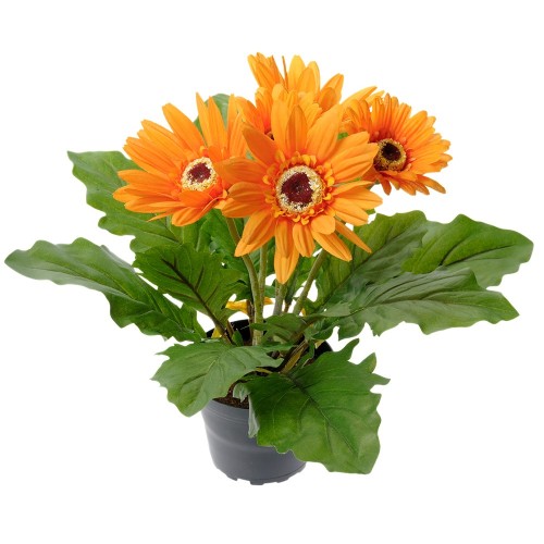 Gerbera - Orange - Kunstige Potteplante