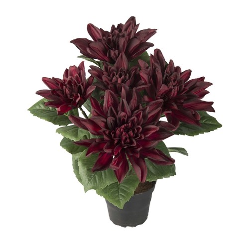 Kunstig dahlia 30 cm. vinrød