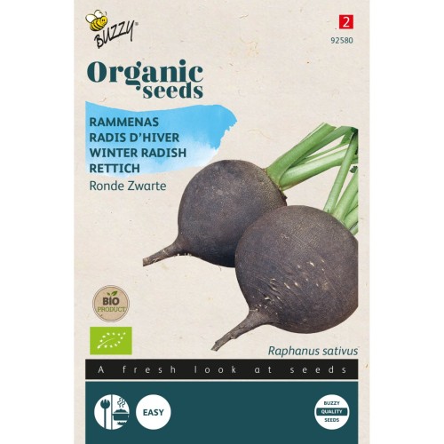 Økologisk, Ræddike frø, Ronde Zwarte - Buzzy