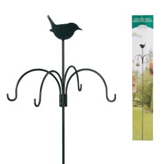 Foderstation med Fire Kroge i Sort Metal - Birdhook