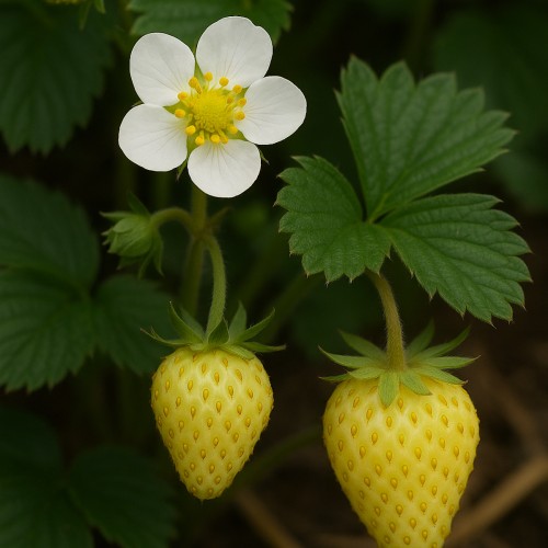 Jordbærplante Yellow Wonder - Gule Jordbær - Fragaria Yellow Wonder