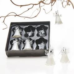 Engel i glas, sølv - 6 stk