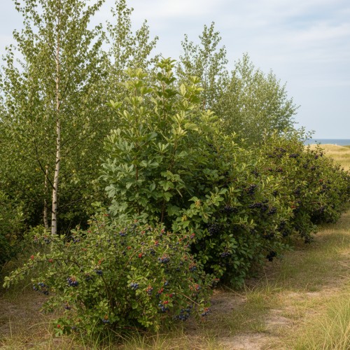 Læhegn til kystnære områder (Høj) 3 rækker a. 30 meter.