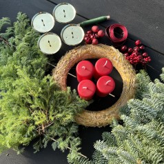 Bind-Selv Adventskrans - Klassisk rød