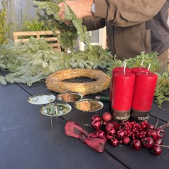Bind-Selv Adventskrans - Klassisk rød