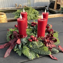 Bind-Selv Adventskrans - Klassisk rød med ledlys