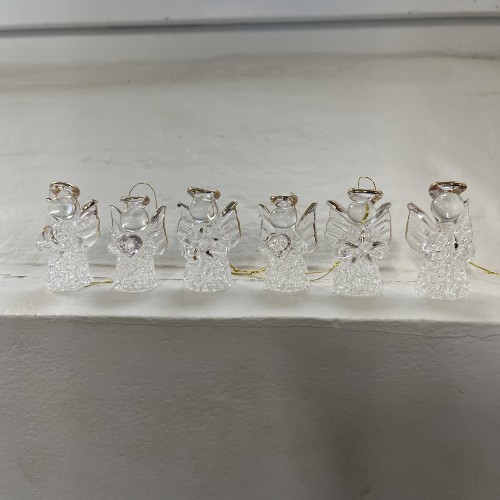 Glas engle med glorie til ophæng - 6 stk