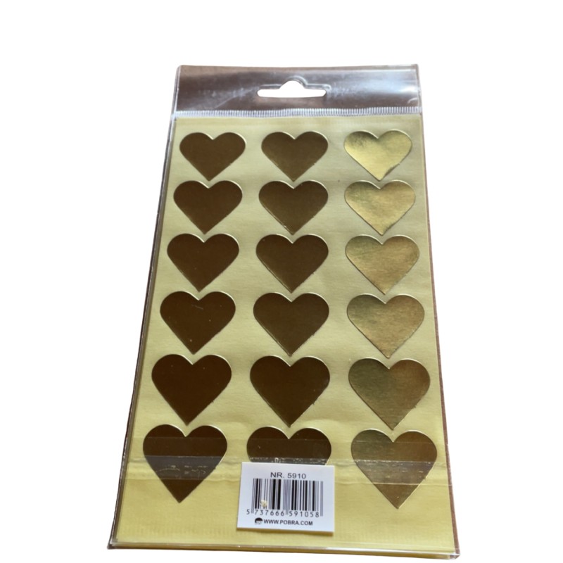 Klistermærker, Guld Hjerter 56 stk.
