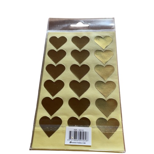 Klistermærker, Guld Hjerter 56 stk.