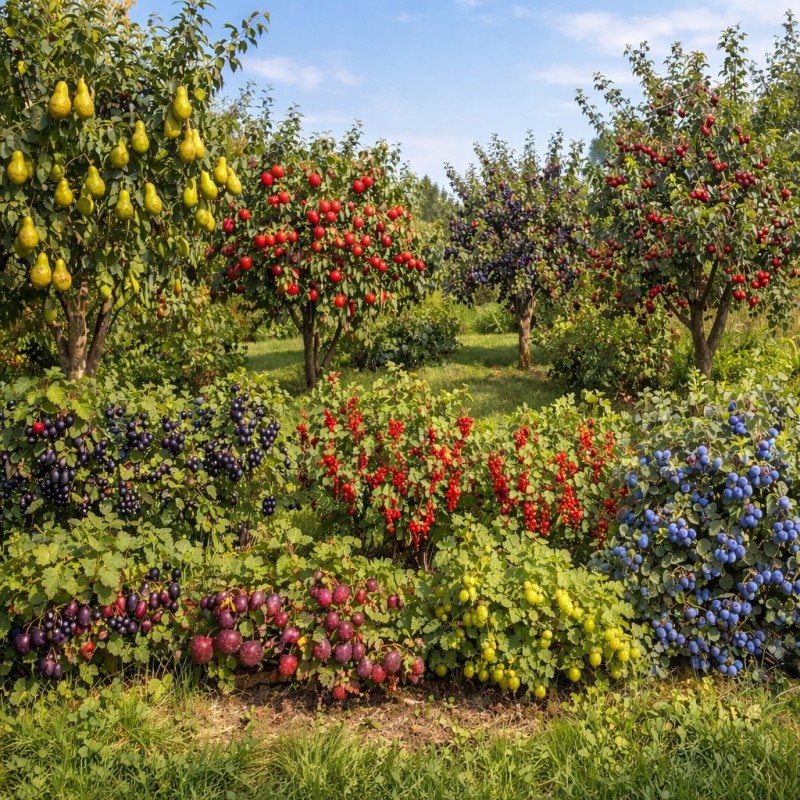Frugttræer og bærbuske – 16 planter til Frugt og Bærhaven