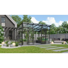 Aphrodite Drivhus 11,5 m2 - Sort - 3mm hærdet glas - Polycarbonat Tag