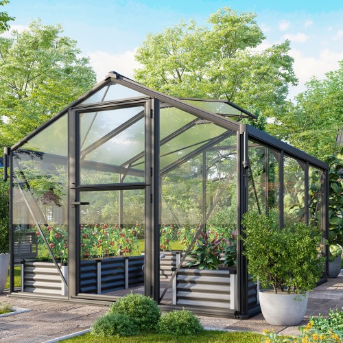 Deimos Drivhus 8,5 m2 - 3mm hærdet glas - Polycarbonat Tag