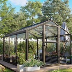 Deimos Drivhus 8,5 m2 - 3mm hærdet glas - Polycarbonat Tag