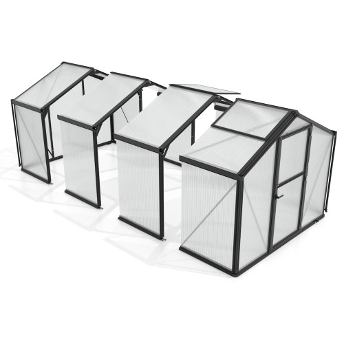 Deimos Drivhus tilbygningsmodul 2,7 m2 - 3mm hærdet glas - Polycarbonat Tag