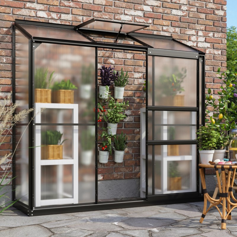 Ida Vægdrivhus 1,3 m2 - Sort - 4mm Polycarbonat