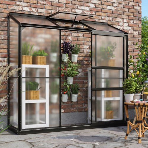 Ida Vægdrivhus 1,3 m2 - Sort - 4mm Polycarbonat