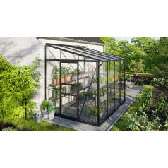 Ida Vægdrivhus 5,2 m2 - Sort - 3mm hærdet Glas - 6mm Polycarbonat Tag
