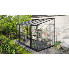 Ida Vægdrivhus 6,5 m2 - Sort - 3mm hærdet Glas - 6mm Polycarbonat Tag