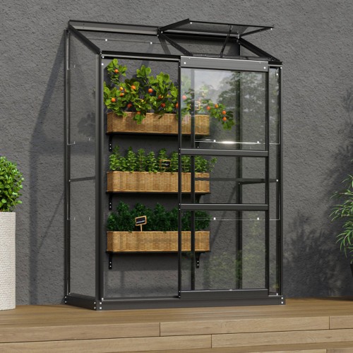 Ida Vægdrivhus 0,9 m2 - Sort - 3mm Glas