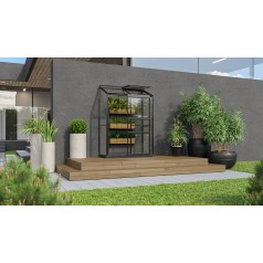 Ida Vægdrivhus 0,9 m2 - Sort - 3mm Glas