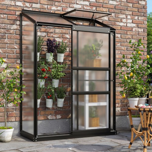 Ida Vægdrivhus 0,9 m2 - Sort - 4mm Polycarbonat