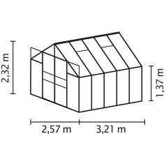 Mars Drivhus 8,3 m2 - Sort - 3mm Hærdet Glas