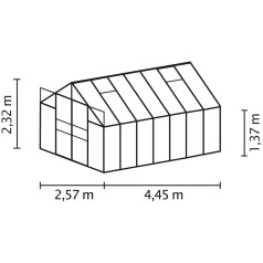 Mars Drivhus 11,5 m2 - Sort - 3mm Hærdet Glas