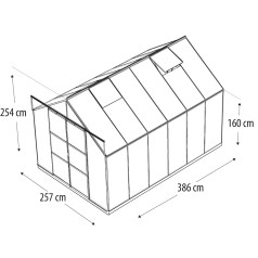 Phoenix Drivhus 9,9 m2 - Sort - 3mm Hærdet Glas - Med Sokkel