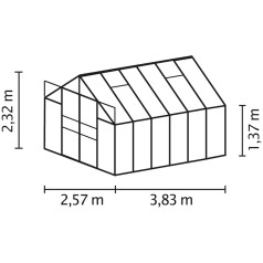 Mars Drivhus 9,9 m2 - Sort - 3mm Hærdet Glas