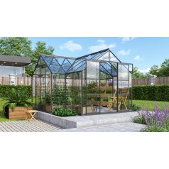Sirius Drivhus 13 m2 - Sort - 3mm Hærdet Glas - Med Sokkel