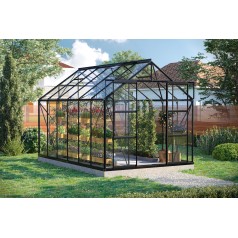 Uranus Drivhus 9,9 m2 - Sort - 3mm hærdet glas