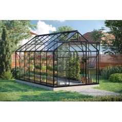 Uranus Drivhus 11,5 m2 - Sort - 3mm hærdet glas