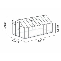 Uranus Drivhus 11,5 m2 - Sort - 3mm hærdet glas