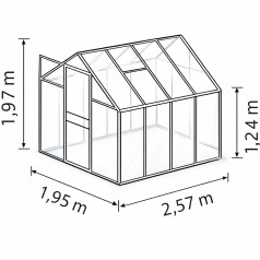 Venus Drivhus 5 m2 - Alu - 3mm delt glas