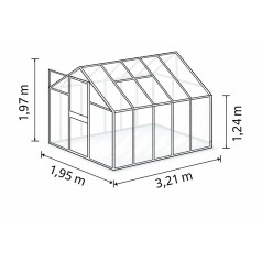 Venus Drivhus 6,2 m2 - Alu - 3mm delt glas