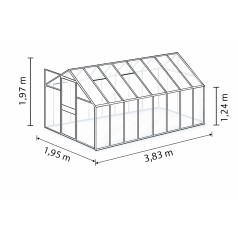 Venus Drivhus 7,5 m2 - Sort - 3mm delt glas
