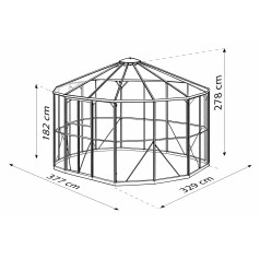 Hera Drivhus 9m2 - Sort - 3mm hærdet glas - 6 mm polycarbonat tag
