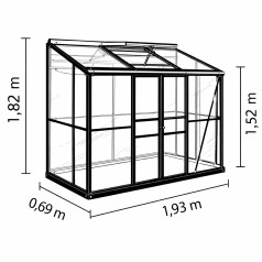 Ida Vægdrivhus 1,3 m2 - Sort - 3mm Glas