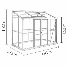 Ida Vægdrivhus 1,3 m2 - Alu - 3mm Glas