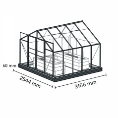 Stålsokkel til drivhus 8,3 m2 Sort 60mm