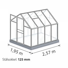 Stålsokkel til drivhus 5 m2 Grå 125mm