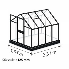 Stålsokkel til drivhus 5 m2 Sort 125mm