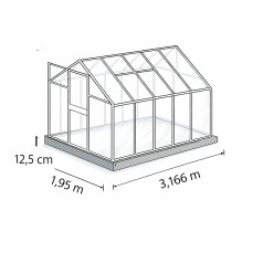 Stålsokkel til drivhus 6,2 m2 Grå 125mm