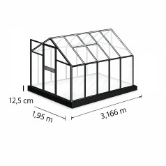Stålsokkel til drivhus 6,2 m2 Sort 125mm