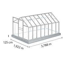 Stålsokkel til drivhus 7,5 m2 Grå 125mm