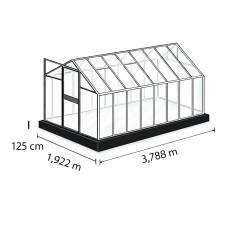 Stålsokkel til drivhus 7,5 m2 Sort 125mm