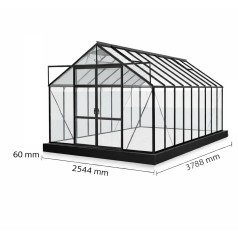 Stålsokkel til drivhus 9,9 m2 Sort 60mm