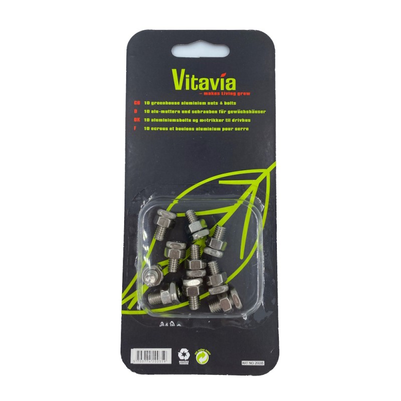 Bolte og møtrikker til drivhus 10 stk. Rustfri